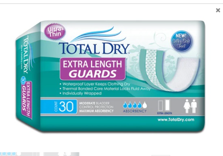 SPC-SP1570 SECURE TOTALDRY MODERATE PADS EXTRA LENGTH GUARDS 4" X 12"