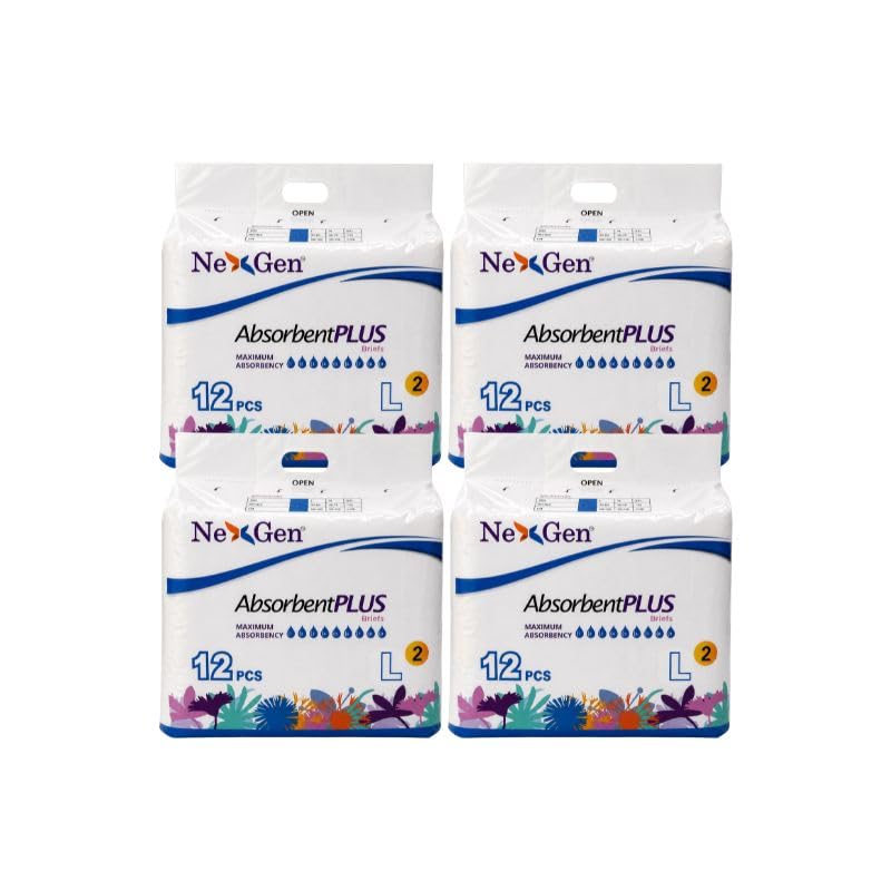 MAP0419-L-Meddcare Absorbent Plus Overnight Brief Large 12pcs/4bgs/c
