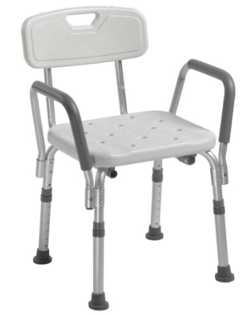 12202KD-4 DRIVE SHOWER CHAIR WITH BACK AND REMOVABLE PADDED ARMS