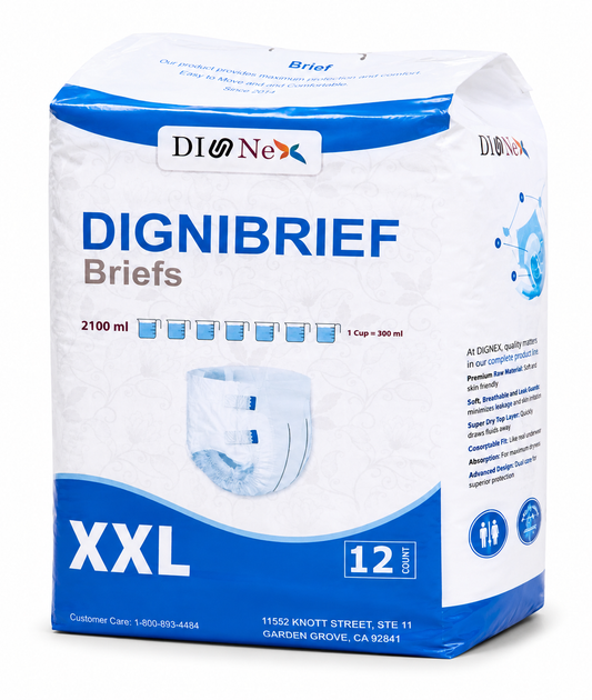 Dignex Dignibrief Adult Brief - 2XL | 12 pcs/bag � 4 bags/case