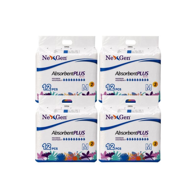 MAP0419-M-Meddcare Absorbent Plus Overnight Brief M &nbsp;12pcs/4bg/cs