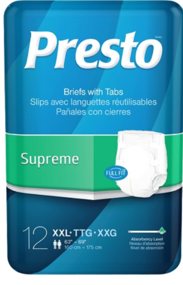 PSABB21060 -PRESTO BRIEF XXL 12/BAG 4BAGS/cs