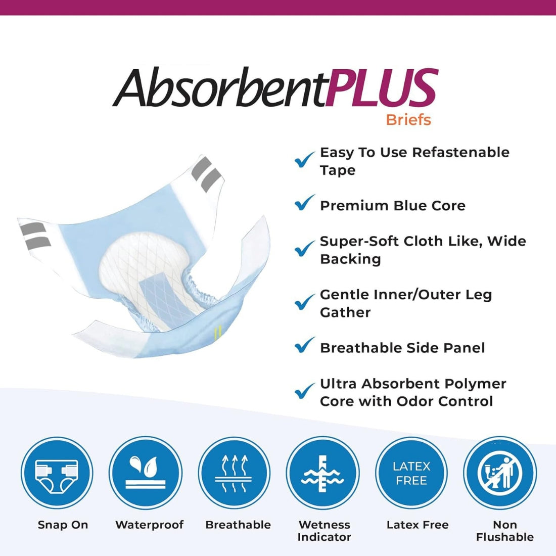 MAP0419-XL-Meddcare Absorbent Plus Overnight Briefs- XL 12pcs/4bags/cs