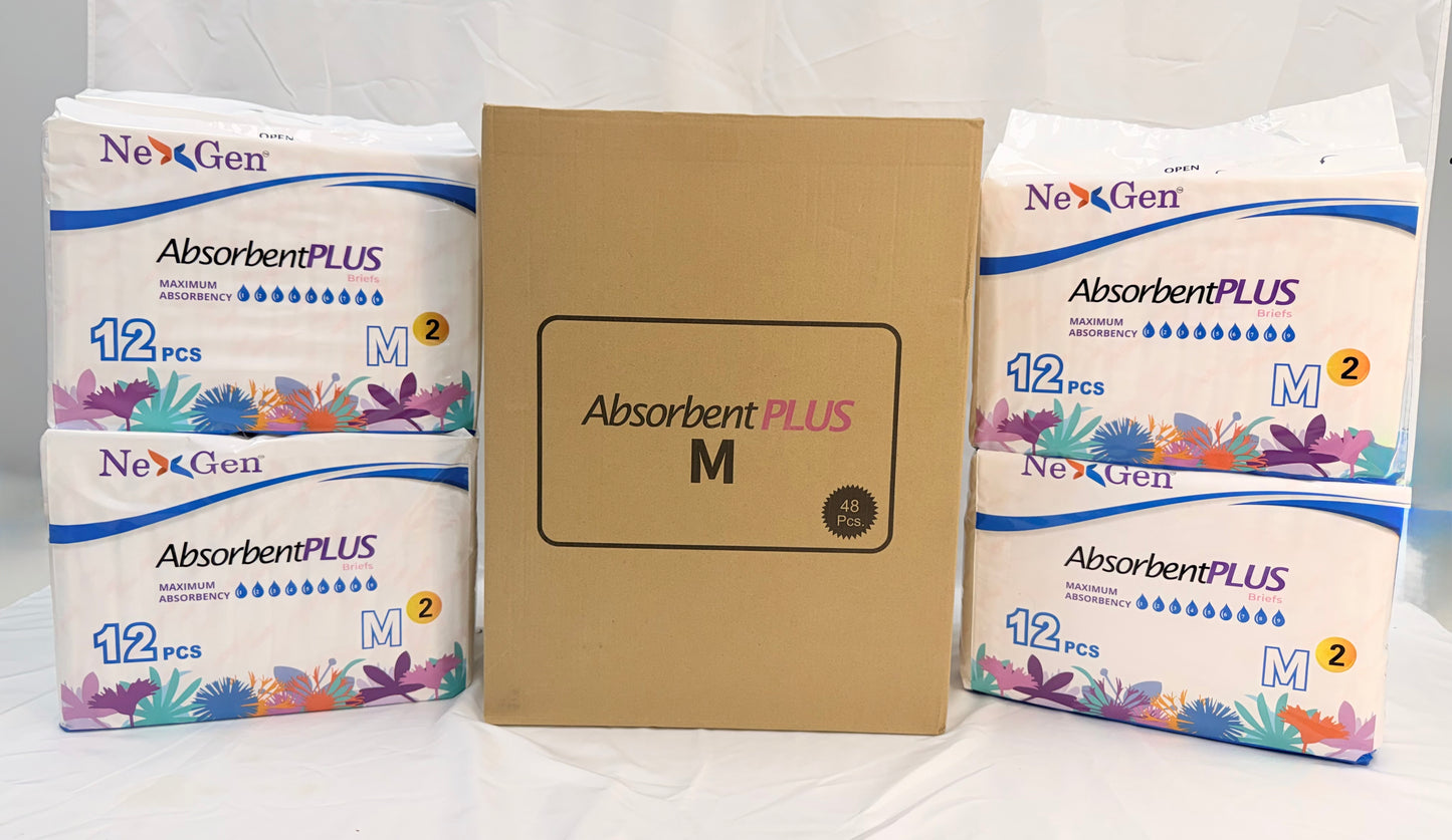 MAP0419-M-Meddcare Absorbent Plus Overnight Brief M &nbsp;12pcs/4bg/cs