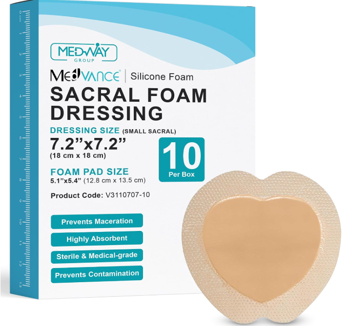 B0BNPSWL1K Dimora Sacrum Foam Dressing Silicone Adhesive Bandages 7" x 7" (10 Packs)